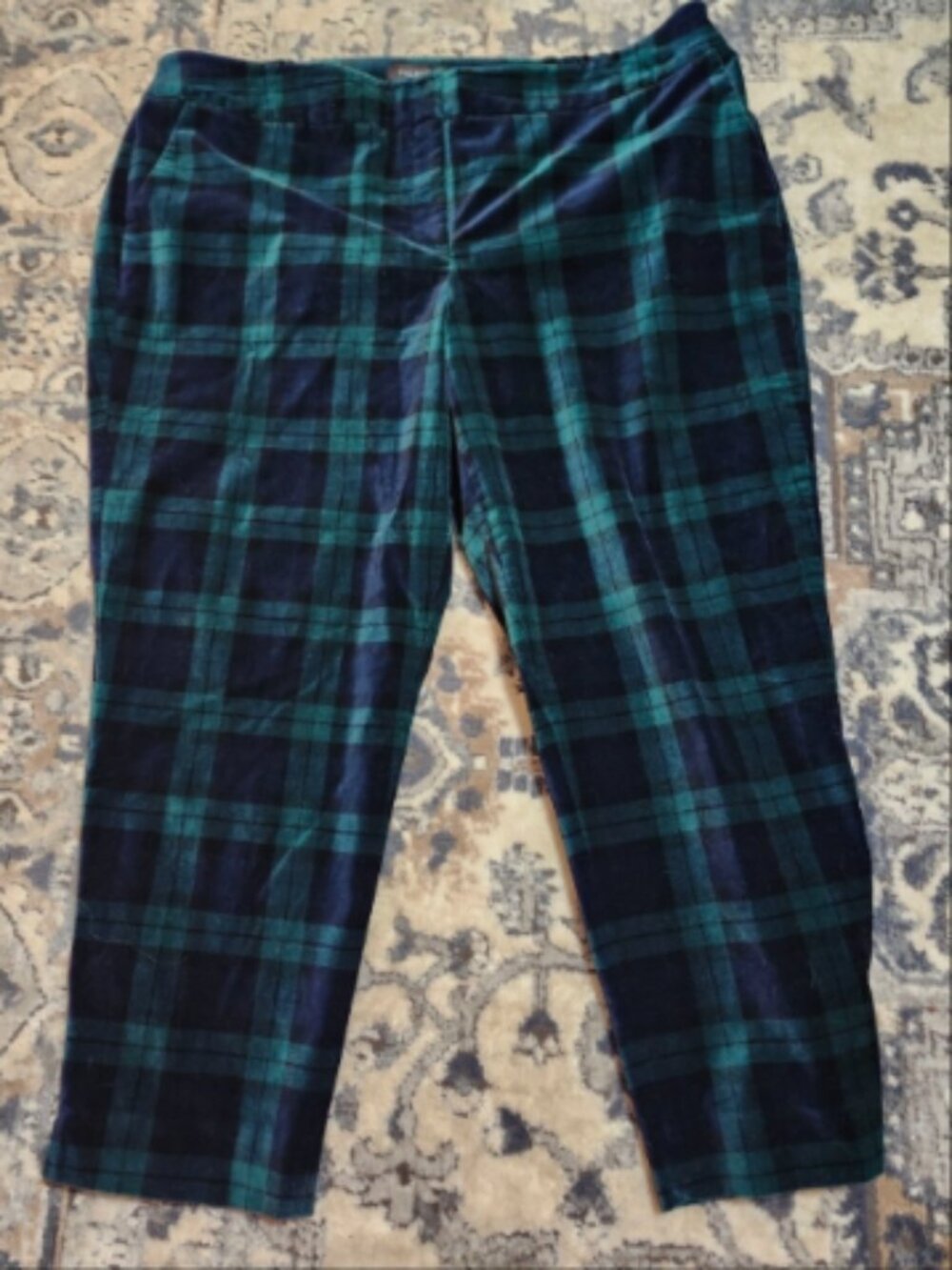 Talbots Limited Edition Black Watch Plaid Velveteen Ham Ankle Pants 22W